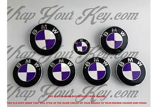 Purple BMW Logo - WHITE & PURPLE Badge Emblem Overlay WRAP FOR BMW HOOD TRUNK RIMS