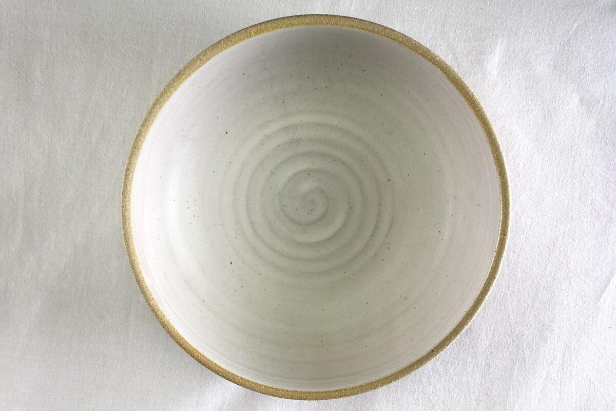 Green and White Spiral Logo - Large White Spiral Bowl