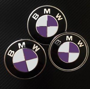 Purple BMW Logo - MATTE White & Purple Overlays Decal to BMW EMBLEMS Badge Hood Trunk