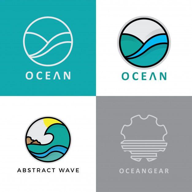 Circle Ocean Logo - Set of abstract design of ocean logo Vector | Premium Download
