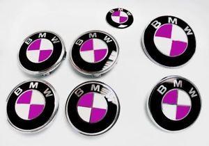 Purple BMW Logo - Purple & White GLOSSY Decal Sticker for BMW BADGE EMBLEMS Rims Hood