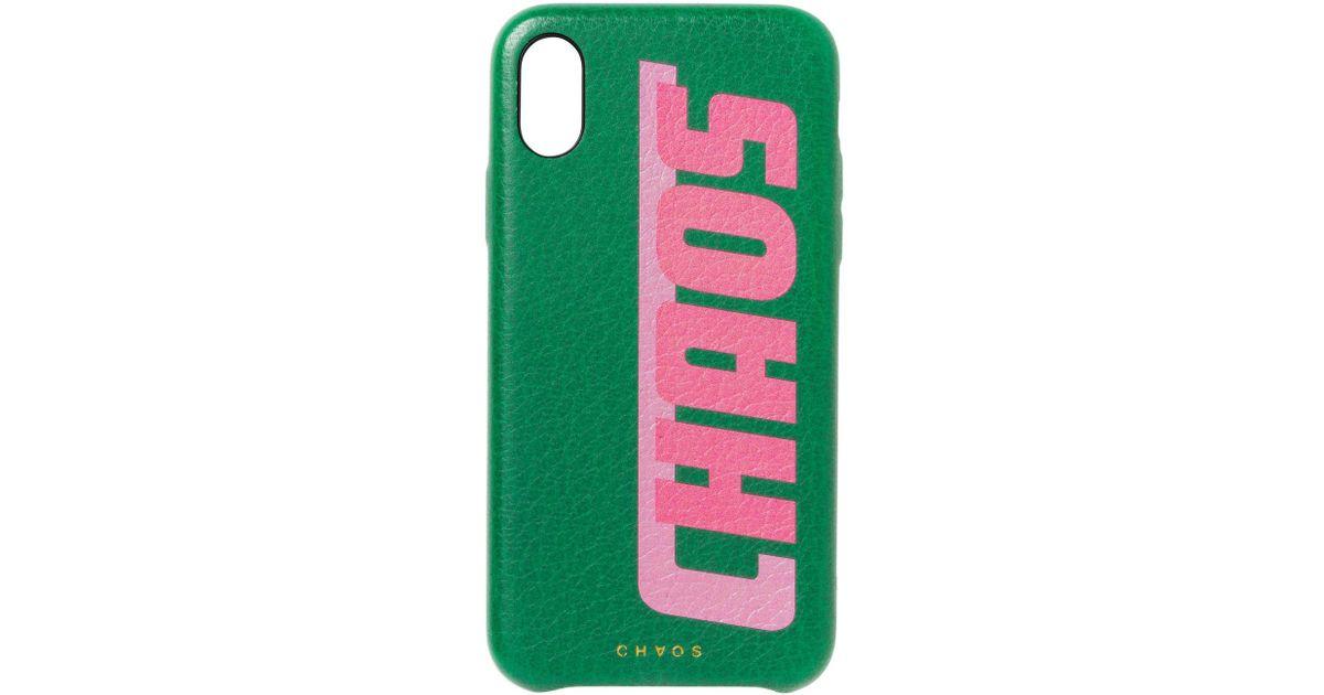 Green iPhone Logo - Chaos Logo Leather Iphone X Case in Green - Lyst