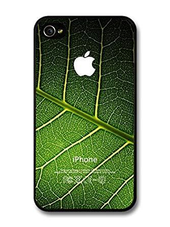 Green iPhone Logo - Natural Apple Logo Green Leaf iPhone 4 4s Case: Amazon.co.uk ...
