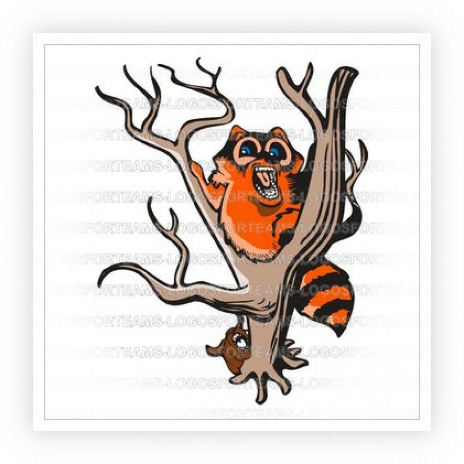 Raccoon Sports Logo - Sports Logo Part of Raccoons In Tree Color Graphic