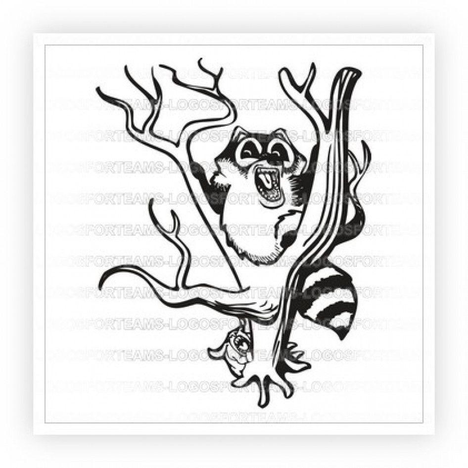 Raccoon Sports Logo - Sports Logo Part of Black White Hunting Graphic Raccoon In Tree