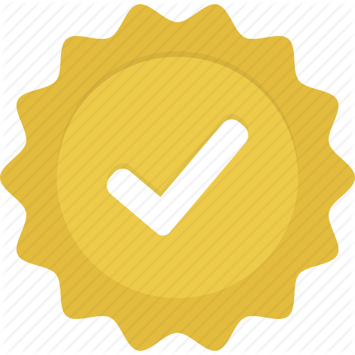 Gold Check Logo - Badge, check, gold, verified, yellow icon