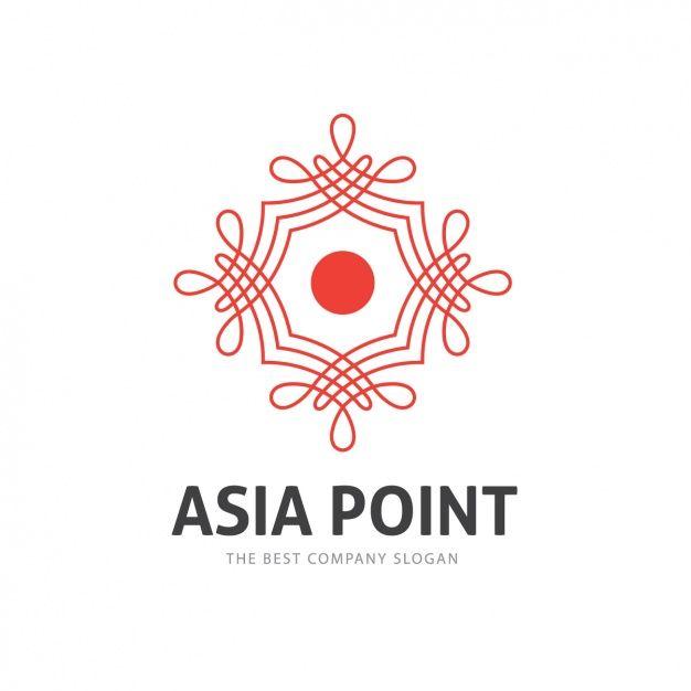 Asian Company Logo - Red asian logo template Vector