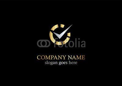 Gold Check Logo - gold check mark business logo. Buy Photo