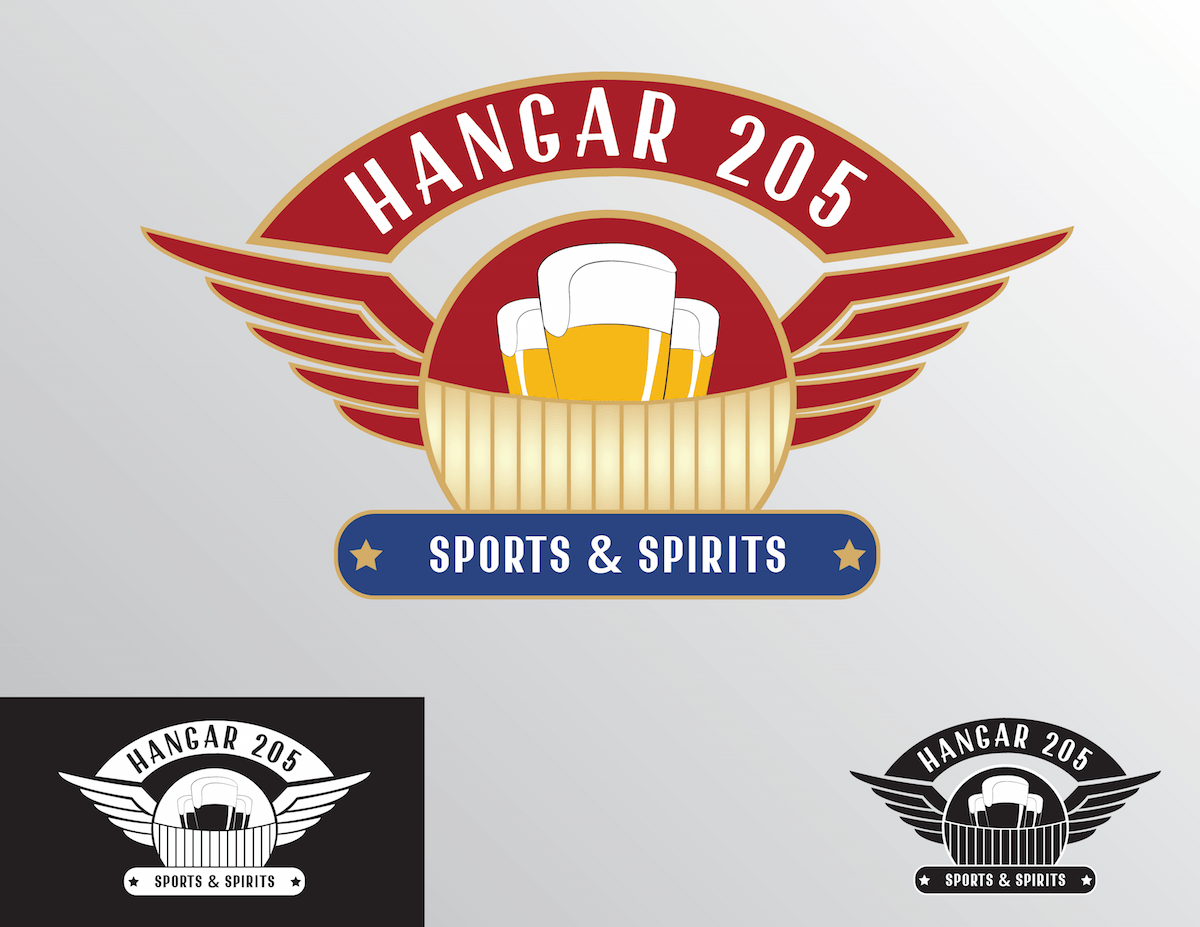 Sasa Spirits Logo - Bold, Masculine, Sports Bar Logo Design for Hangar 205 Sports