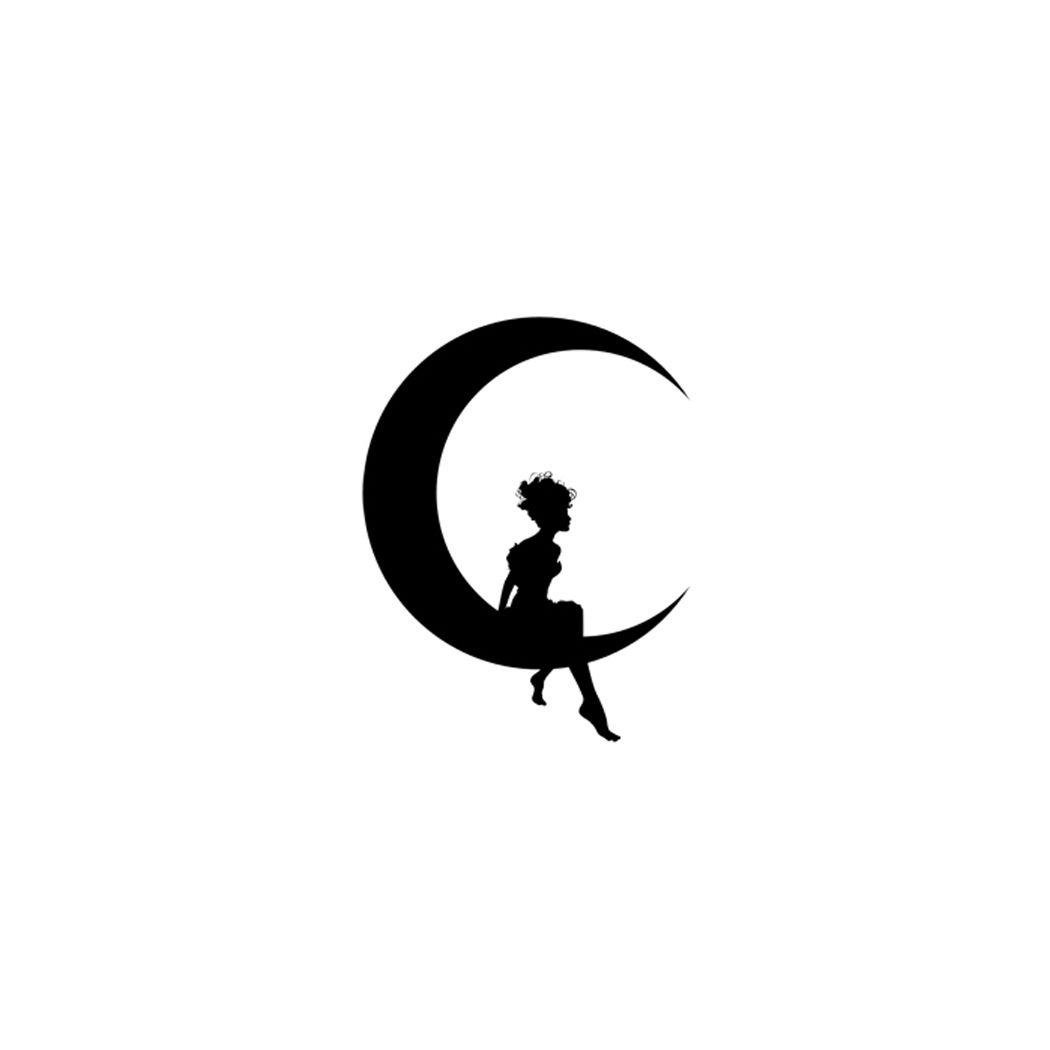 Crescent Moon Logo - Fairy on Crescent Moon Silhouette T7-165B > Peddlers Den