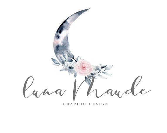 Crescent Moon Logo - Winter Bough - Watercolor Flowers - Hand Painted Clip Art ...