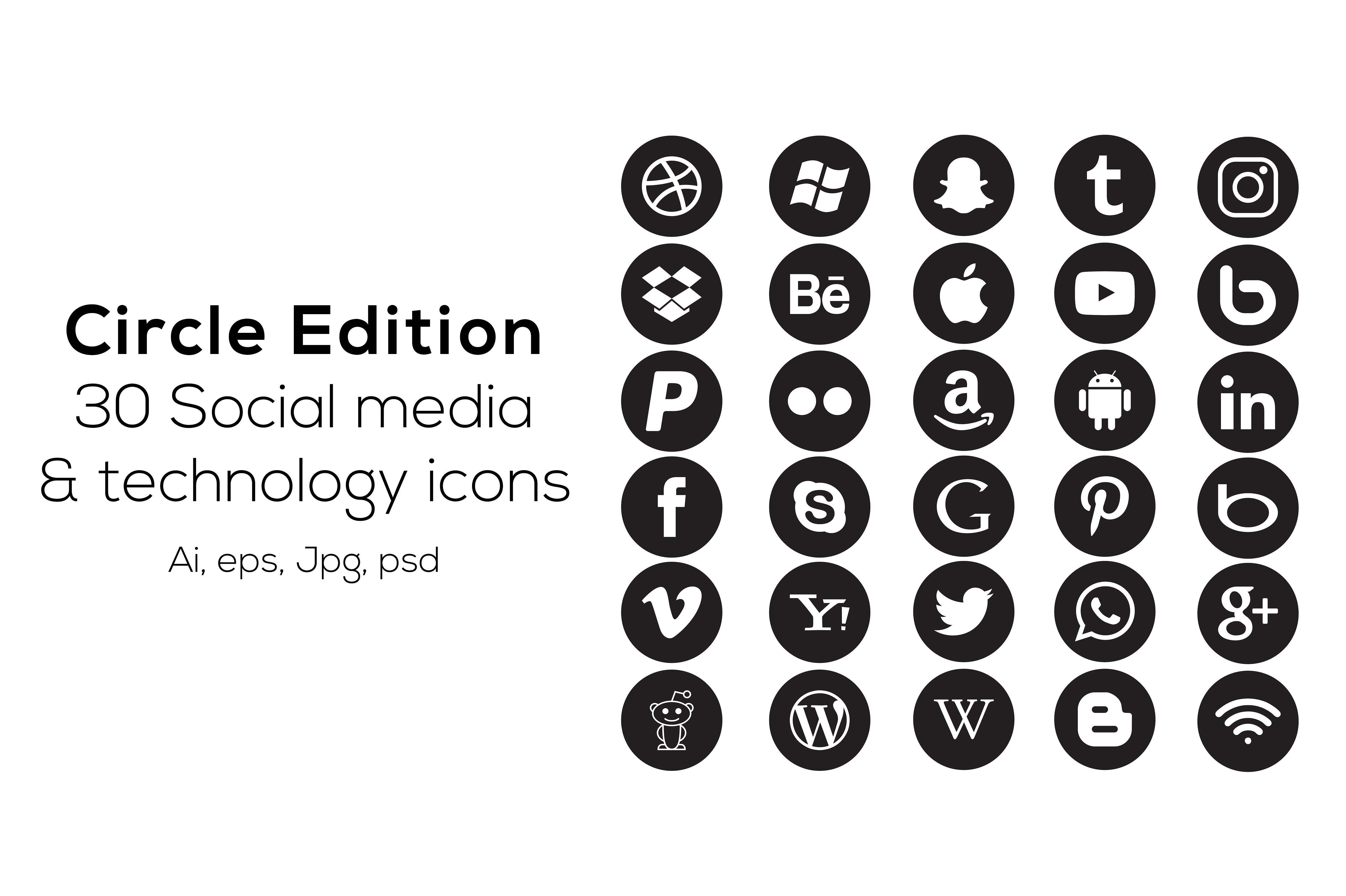 Circle Social Media Logo - Circle social media icons Icon Creative Market