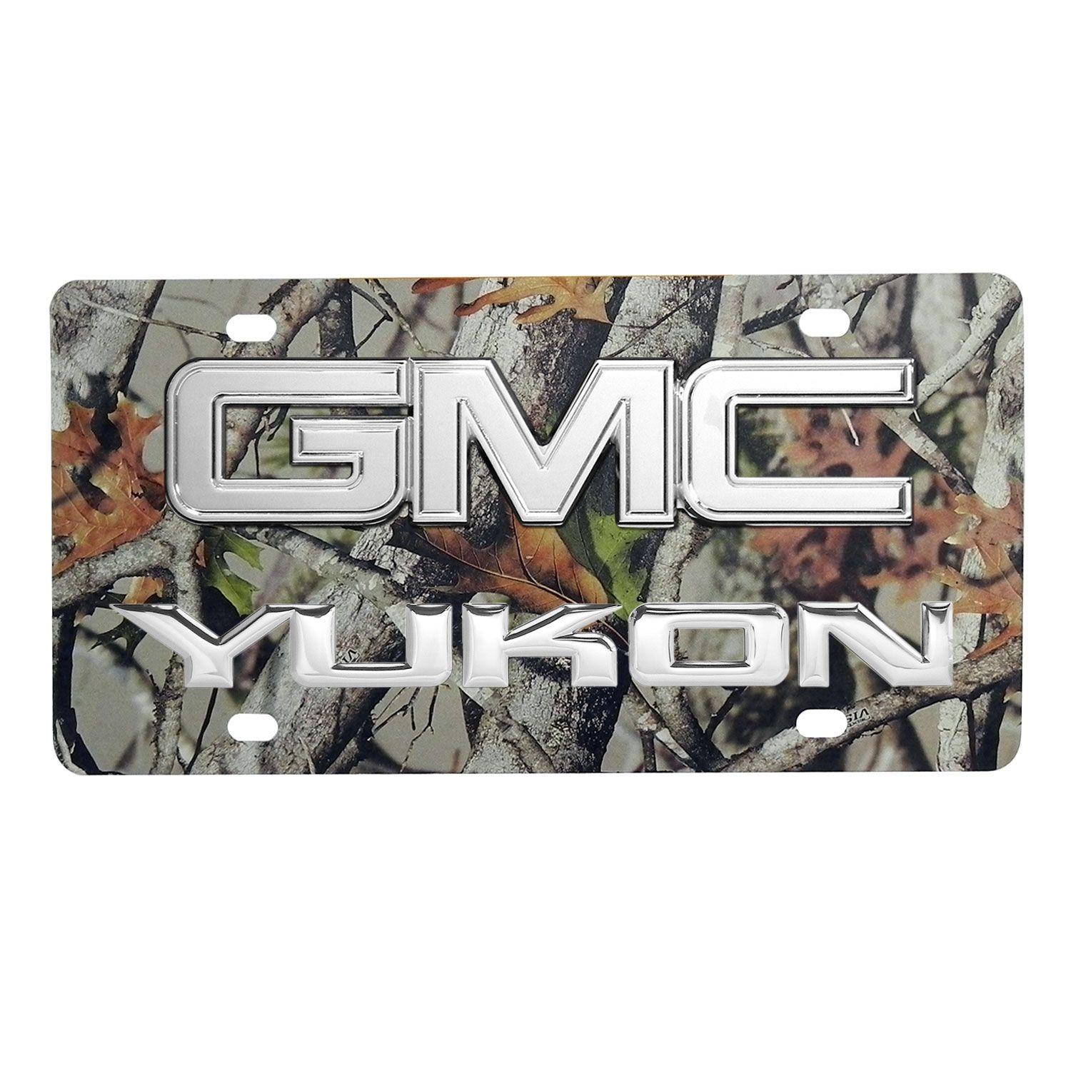 Camo GMC Logo - GMC Yukon 3D Logo Camo Stainless Steel License Plate