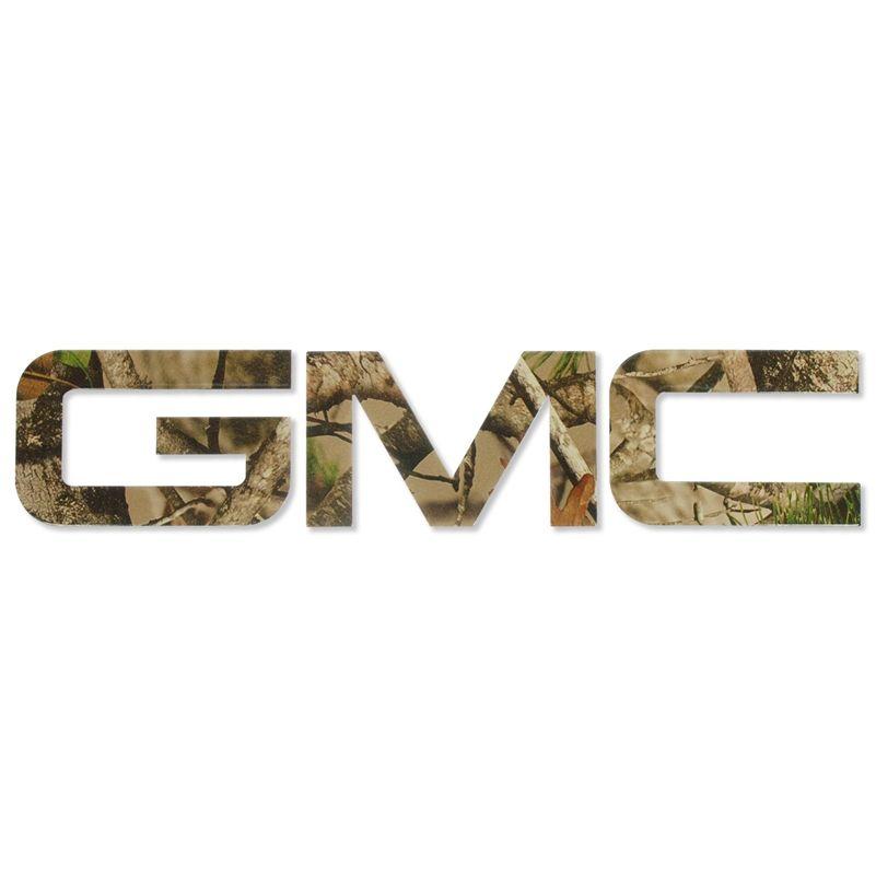 Camo GMC Logo - GMC Sierra Billet Bed Rail Letters (Tree Camo)