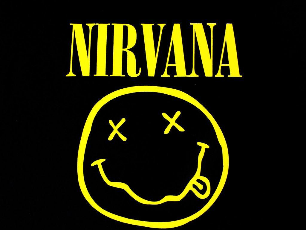 Kurt Cobain Logo - Nirvana Smiley Face tshirt Logo Official Kurt Cobain Grunge Rock