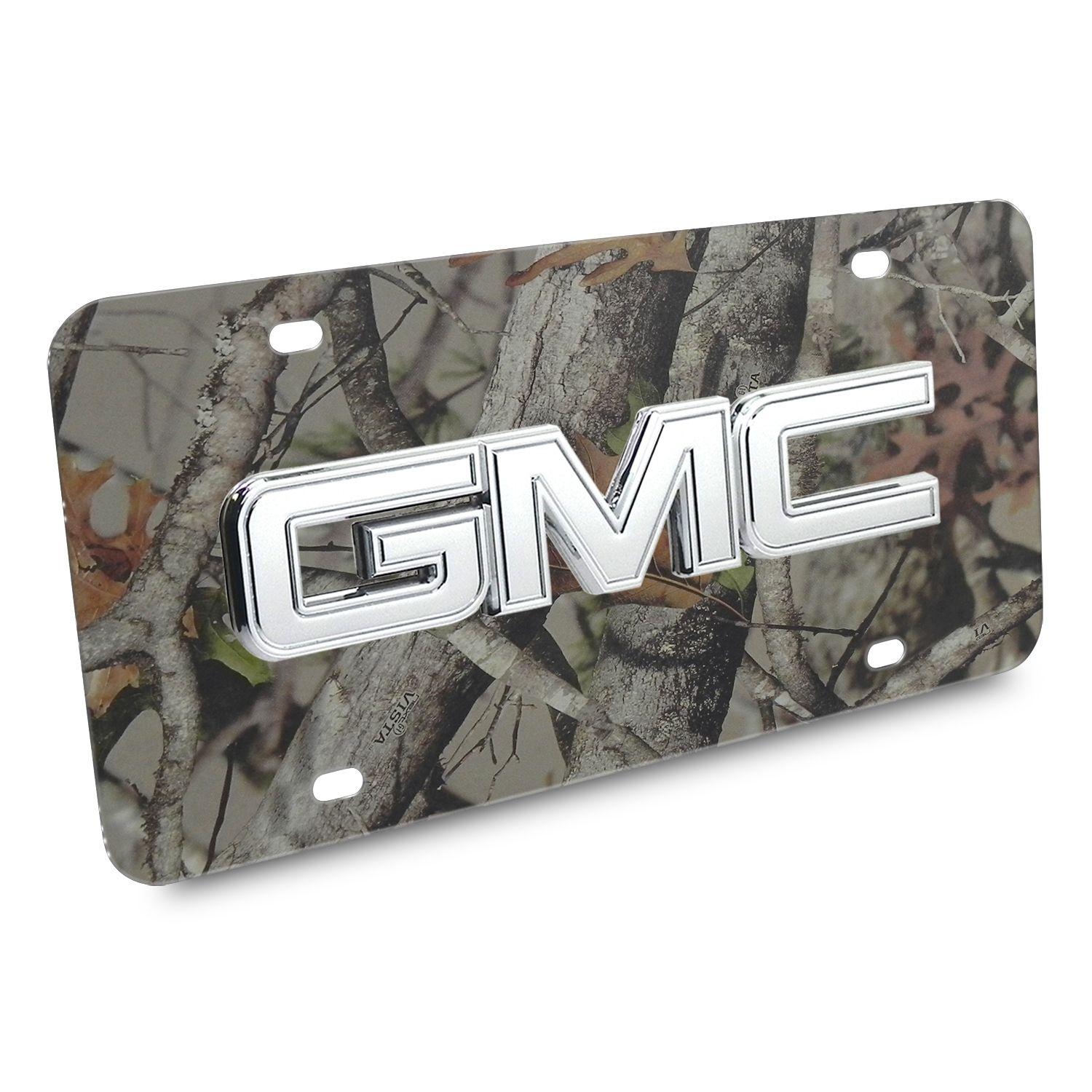 Camo GMC Logo - GMC Chrome 3D Logo Camo Stainless Steel License Plate