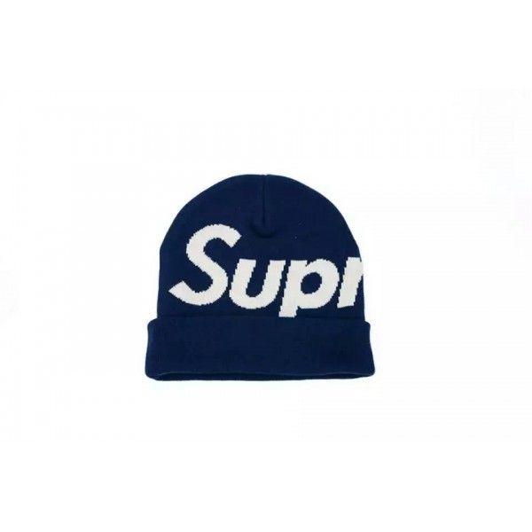 Navy Blue Supreme Logo - NEW! Supreme Big Logo Cuff Beanie Hat | Buy Supreme Online