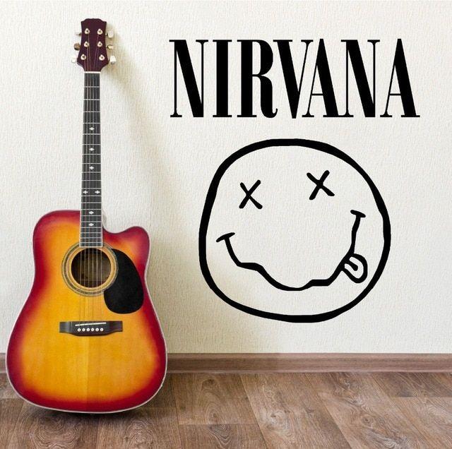 Kurt Cobain Logo - Removable DIY Wall Stickers NIRVANA LOGO BAND FACE KURT COBAIN vinyl ...