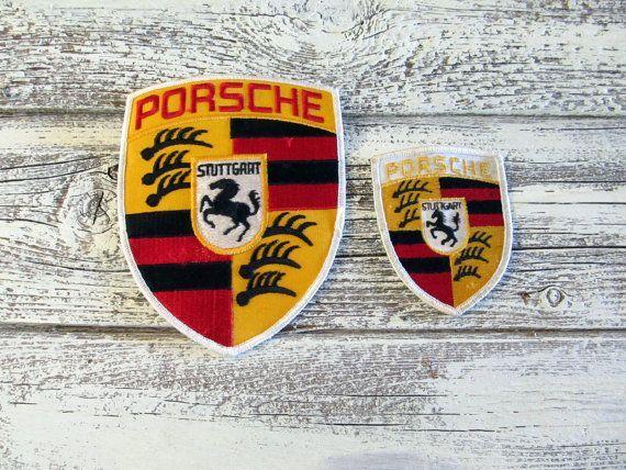 1960'S Car Logo - Vintage 1960's German PORSCHE 2 Pc. Car Logo Crest Embroidered Car ...