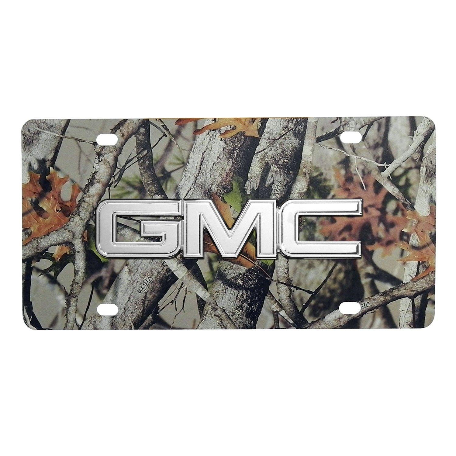 Camo GMC Logo - GMC Chrome 3D Logo Camo Stainless Steel License Plate
