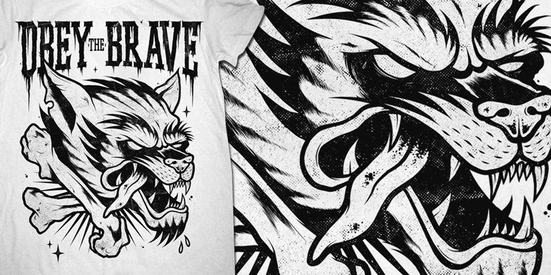 Obey the Brave Logo - Obey The Brave - Wolf Bones - T-shirt design by drop - Mintees