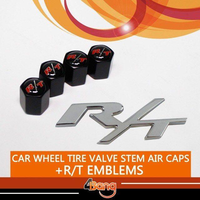 Silver R Logo - US $9.0 15% OFF|4x Red R/T Logo Tire/Wheel Stem Air Valve Caps Covers  Stainless Steel + 1pc Silver R/T 3D Metal Emblem Decal For Car Tailgate-in  Car ...