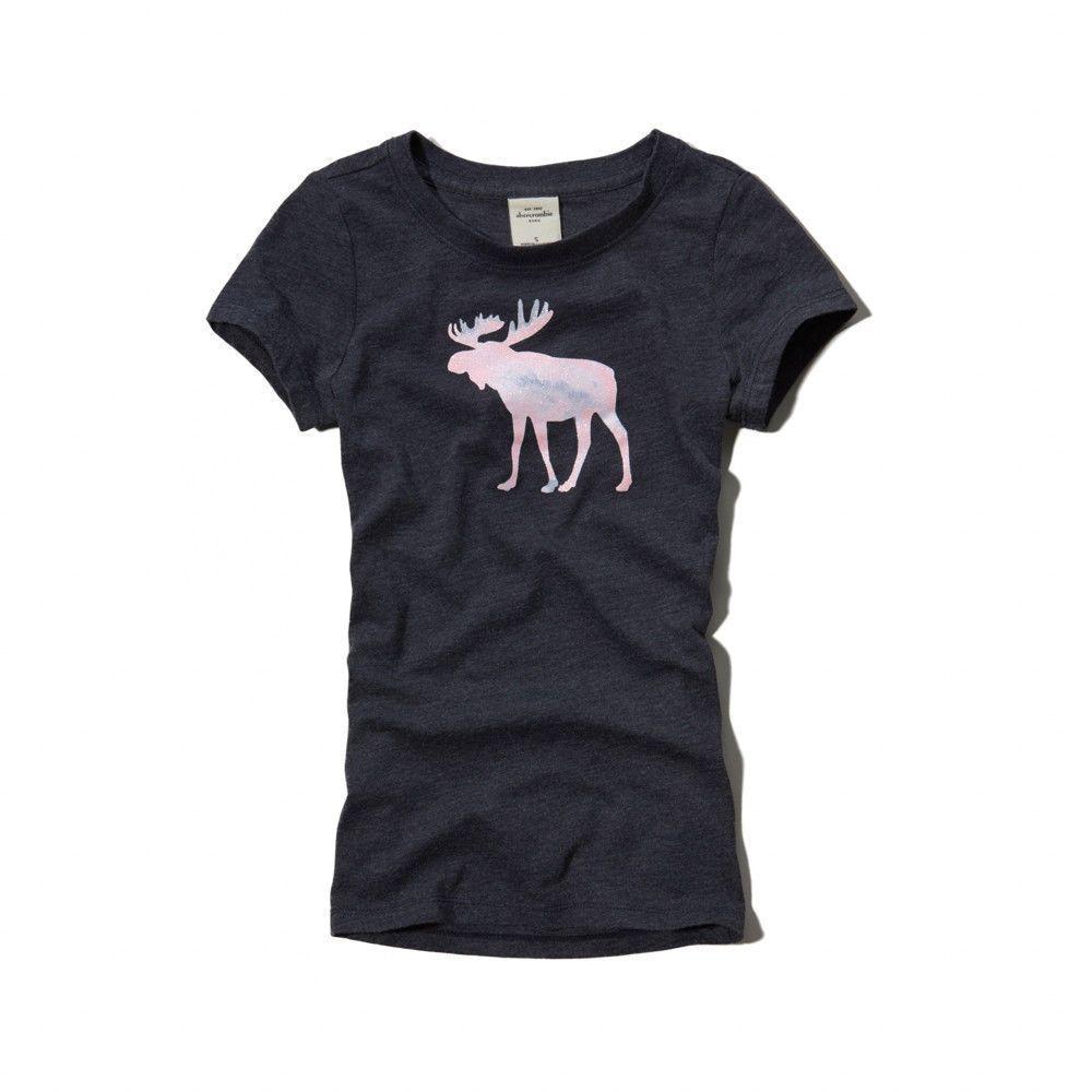 Abercrombie Clothing Logo - Abercrombie Kids Girls! New Navy Blue Logo Graphic Slim Fit T-Shirt ...