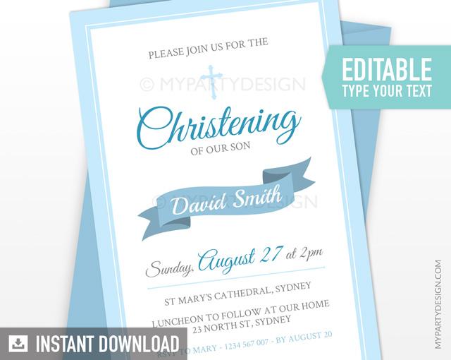 Printable Blue Cross Logo - Baptism/Christening Party, Blue Cross PRINTABLE Editable Invitation ...
