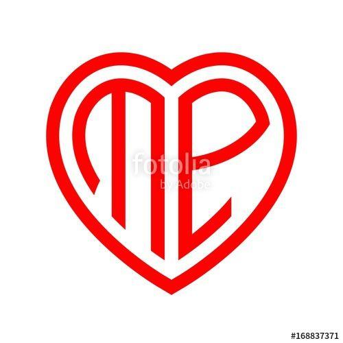 Red MP Logo - initial letters logo mp red monogram heart love shape