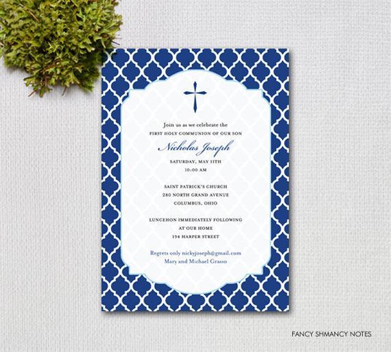 Printable Blue Cross Logo - Navy Blue Cross Invitation Communion, Confirmation, Baptism ...