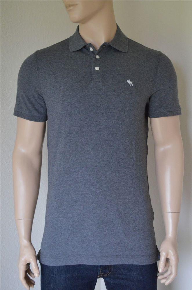 Abercrombie Clothing Logo - NEW Abercrombie & Fitch Stretch Fit Icon Logo Polo Shirt Grey Moose