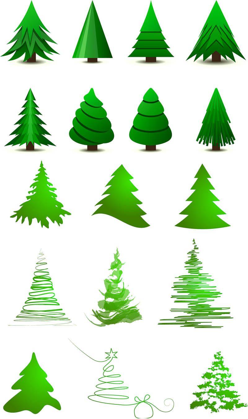 Christmas Tree Logo - 2 Sets of 17 vector stylized Christmas tree layouts for your Xmas ...
