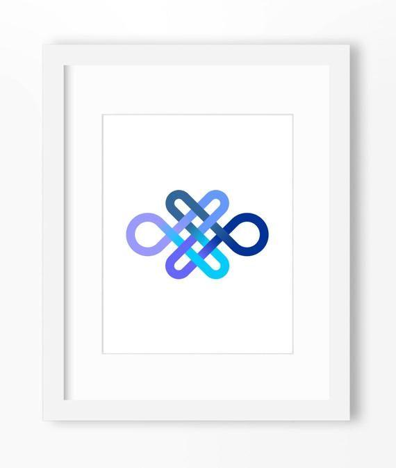 Printable Blue Cross Logo - Blue decor ombre print indigo print eternity knot print | Etsy