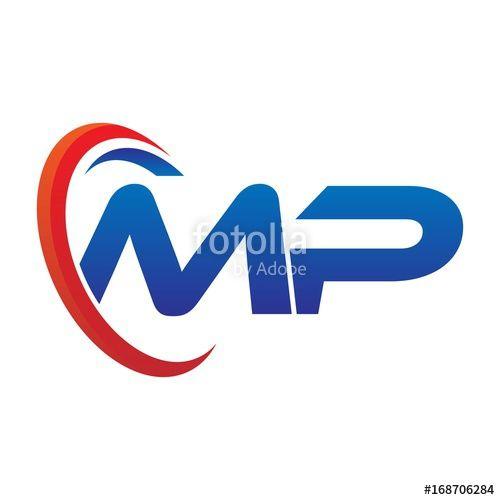 Red MP Logo - dynamic vector initial letters logo mp with circle swoosh red blue ...