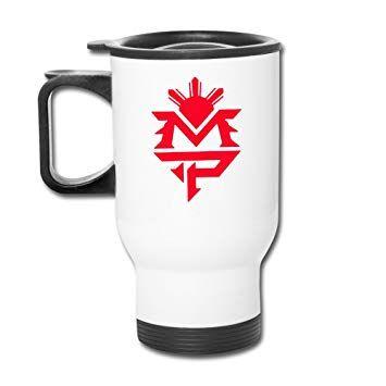 Red MP Logo - Ceramic Travel White Cups Manny Pacquiao Red MP Logo Fashion Coffee