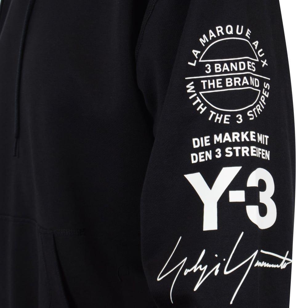 All-Black Y Logo - ADIDAS Y 3 Adidas Y 3 Black Pullover Sleeve Logo Hoodie