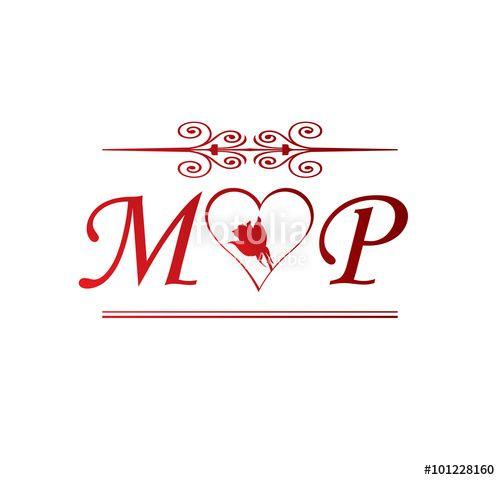 Red MP Logo - MP love initial with red heart and rose