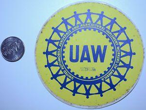 Yellow UAW Logo - VTG 1960's UAW Round Decal Sticker 4