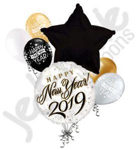 Elegant Black and White Logo - 7 pc Elegant Happy New Year 2019 Balloon Bouquet Party Decoration ...