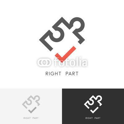 Red Check Mark Logo - Right part logo - puzzle piece with red check mark or tick symbol ...