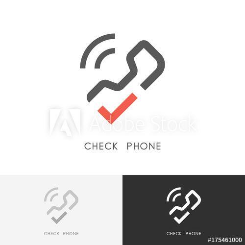 Red Check Mark Logo - Check phone logo call with red checkmark or tick symbol