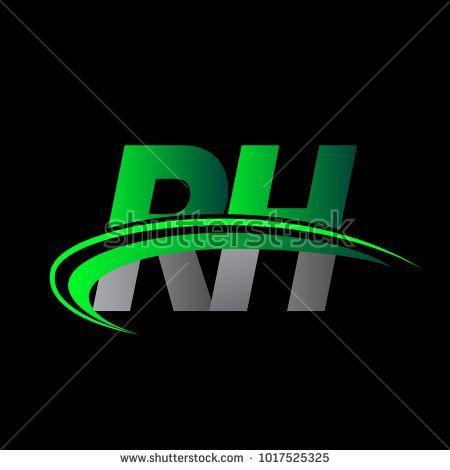 Name Black Letters Logo - initial letter RH logotype company name colored green and black