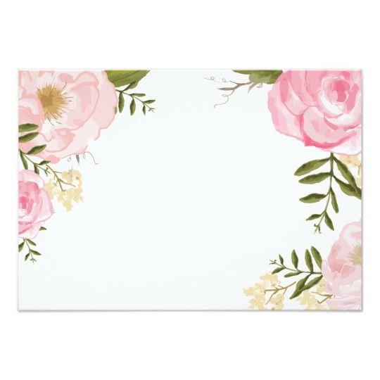 Blank Floral Logo - Modern Vintage Pink Floral Wedding Blank Card. Bridal shower