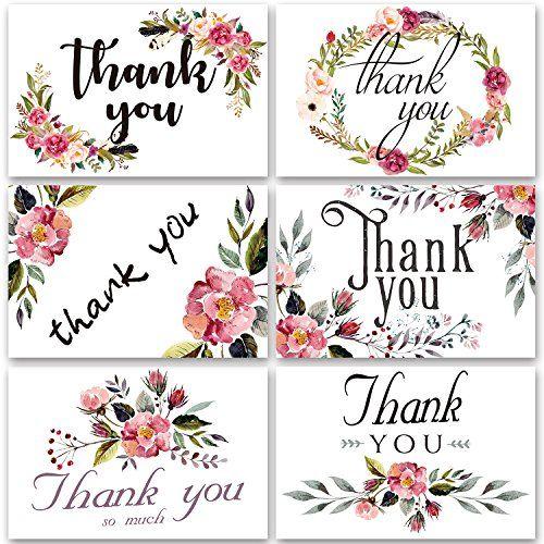 Blank Floral Logo - Amazon.com: Doris Home Thank You Cards 48 pcs Floral Flower Greeting ...