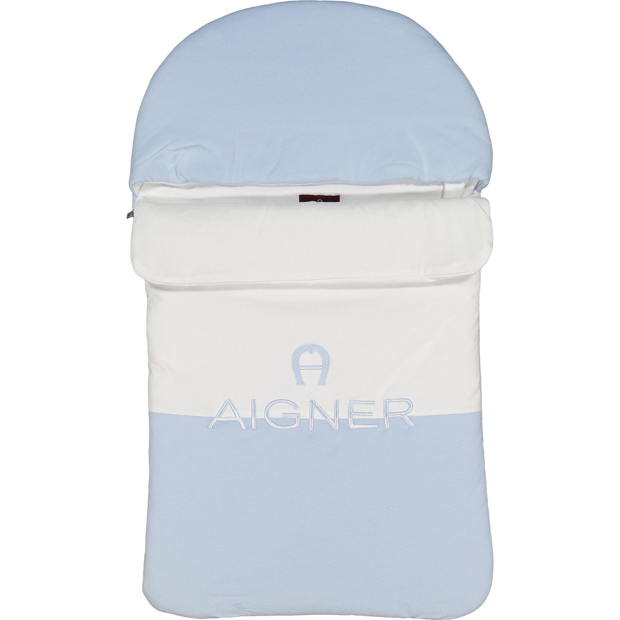 Blue Baby Logo - Aigner Baby Logo Sleeping Bag in Blue & White
