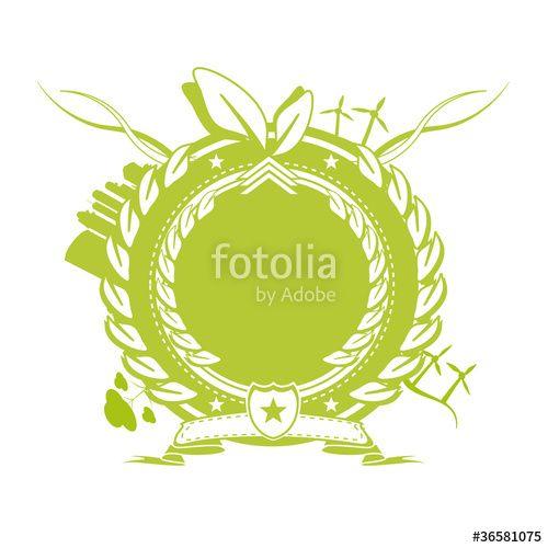 Blank Floral Logo - Green blazon blank template floral logo banner