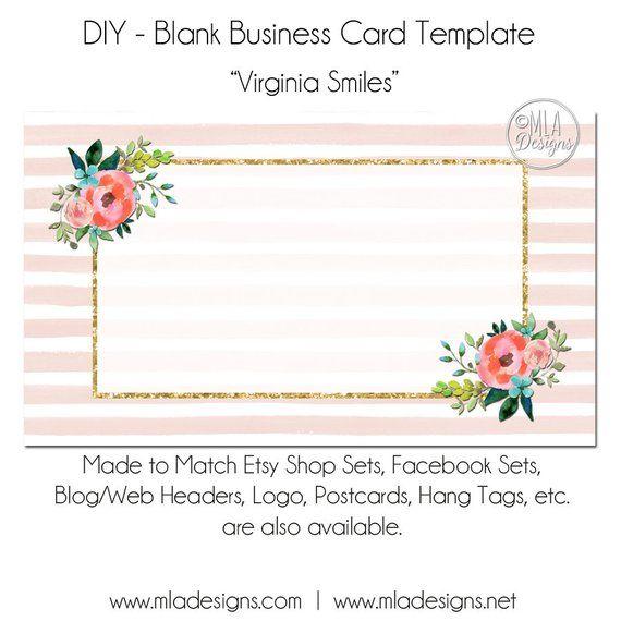 Blank Floral Logo - Floral Business Card Template Virginia Smiles Floral | Etsy