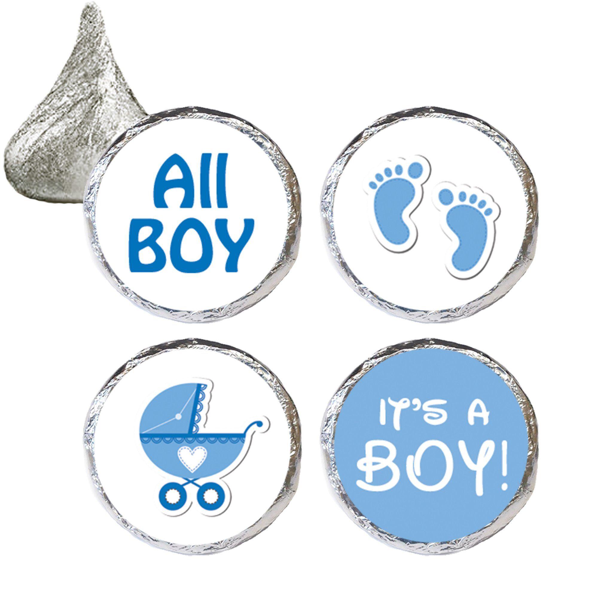 Blue Baby Logo - Boy Baby Shower Favors 324 Stickers for Kisses Candies