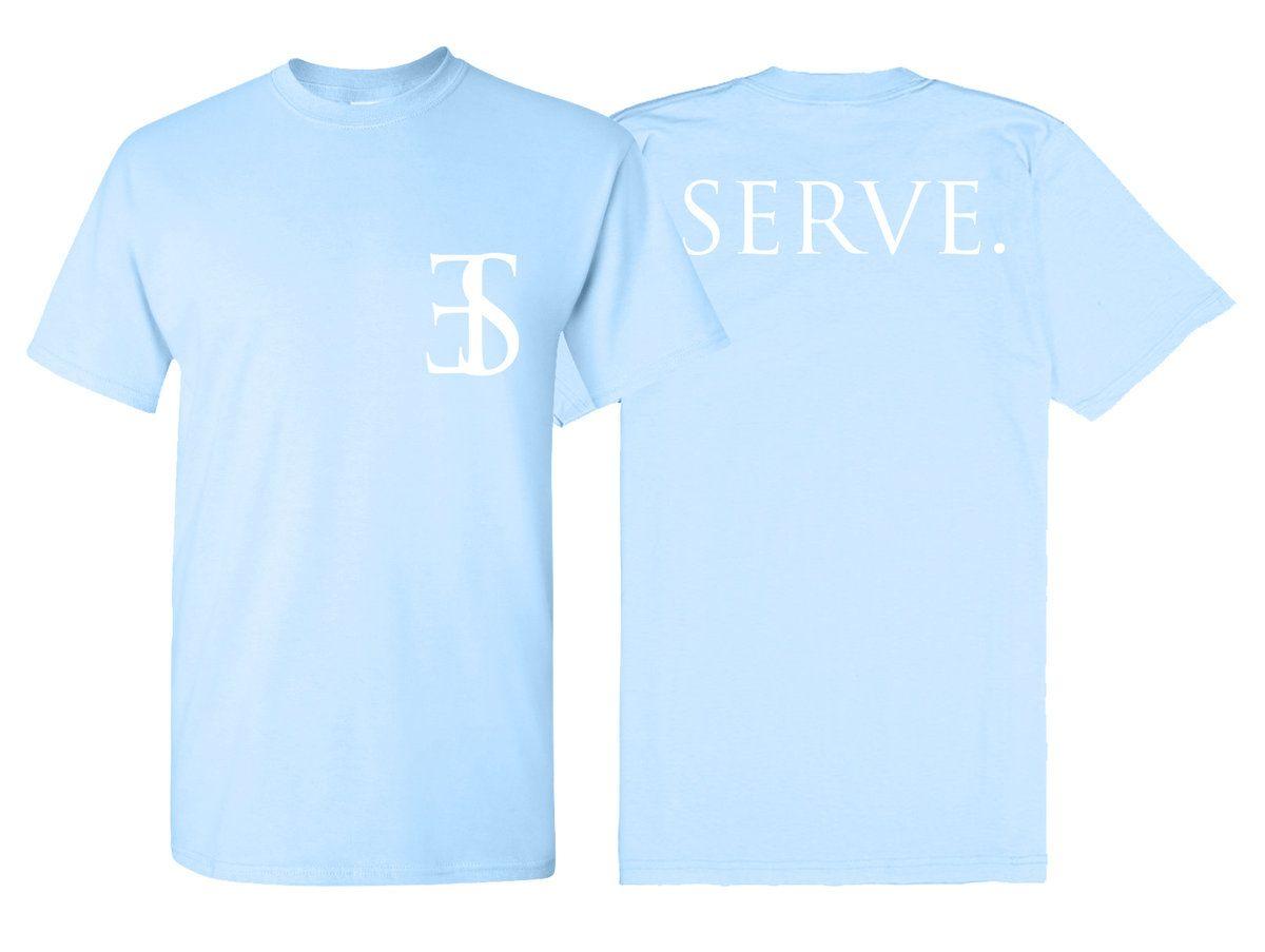 Blue Baby Logo - Serve logo shirt on baby pink/baby blue/sports grey | Employed To Serve