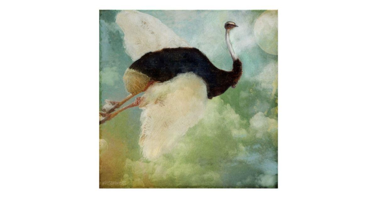 Flying Ostrich Logo - Anastasia's Flying Ostrich Poster | Zazzle.com